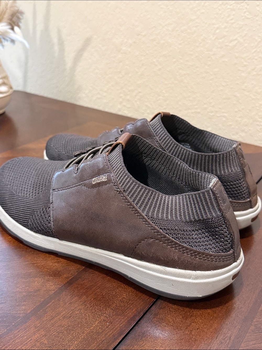 OluKai Men's Makia Ulana Cushioned Lightweight Brown Leather Textile Loafers - Picture 5 of 12